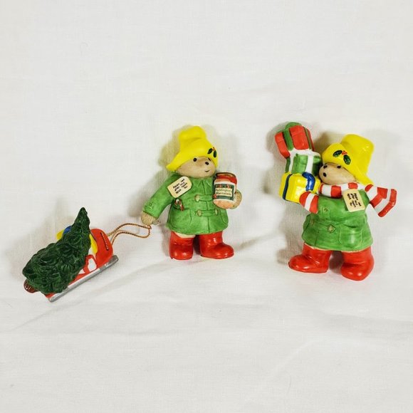 Enesco Other - Vintage Paddington Bear Christmas Figurines Lot Eden Enesco 1991 Sled Tree Gifts
